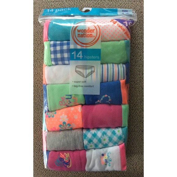 Wonder Nation 14 Pack of Girls Hipsters - Picture 1 of 7